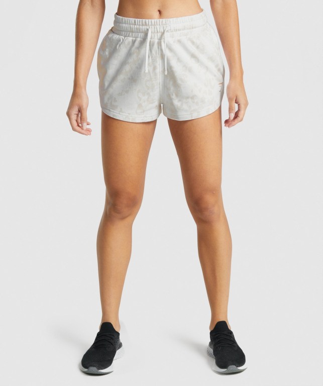 Bermudas Gymshark Animal Graphic Mujer Blancos Creme | v87EsWzNGCv