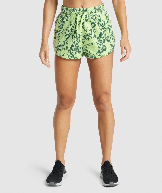 Bermudas Gymshark Animal Graphic Mujer Verdes Claro Verdes Oscuro | qJlRb5lJcg3