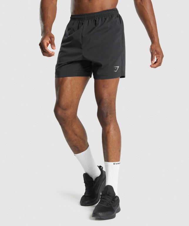 Bermudas Gymshark Deporte Hombre Negros | EIEZigcjnto