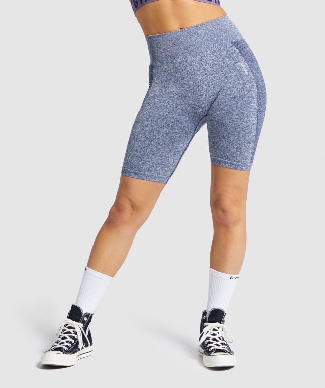 Bermudas Gymshark Flex Cycling Mujer Azul Marino Grises Claro | IXbG8k7VTX2