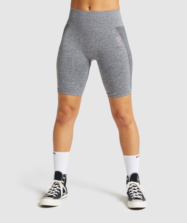 Bermudas Gymshark Flex Cycling Mujer Grises Rosas | WjusHTwyH7n