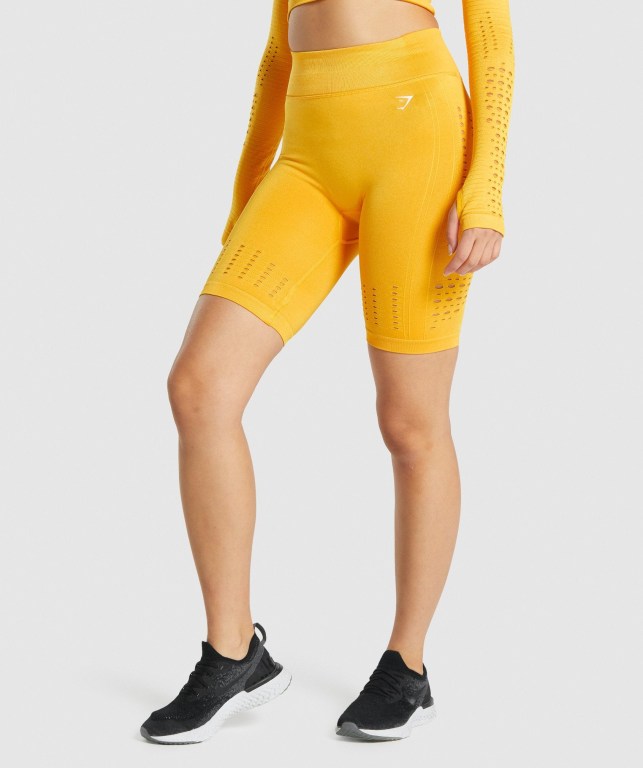 Bermudas Gymshark Glow Seamless Mujer Amarillos | prMaYPNOv7D