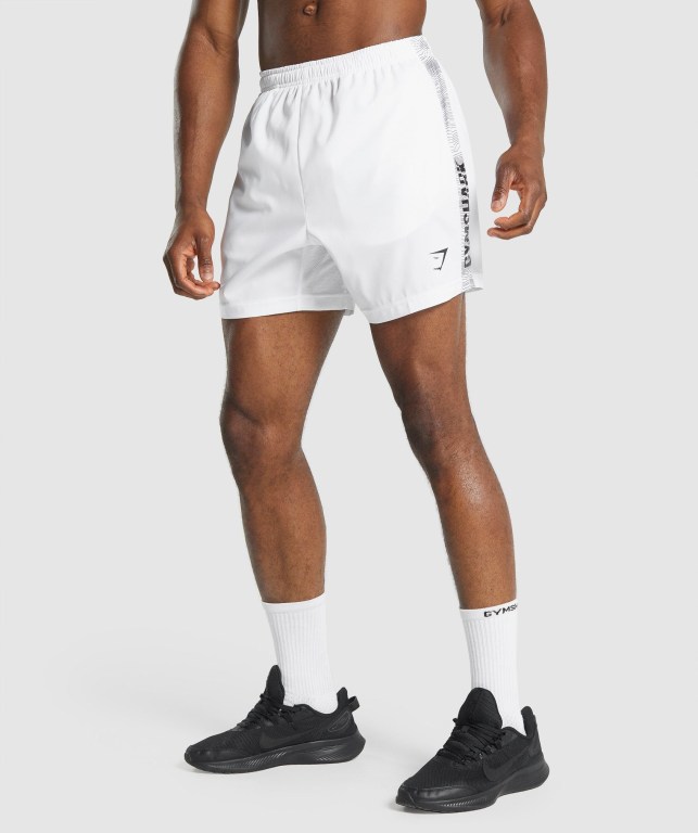 Bermudas Gymshark Graphic Deporte Hombre Blancos | gAdTCeCxfYn