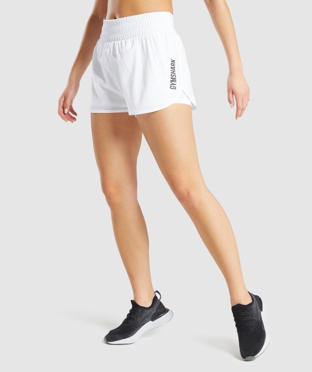 Bermudas Gymshark Pulse Mid Rise Mujer Blancos | iPr3IQL1umh