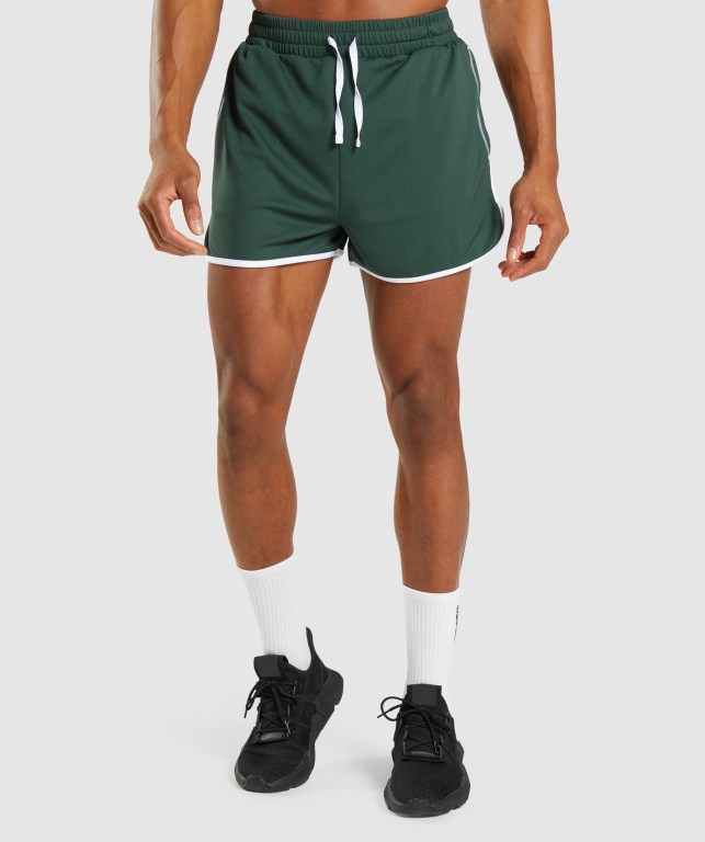 Bermudas Gymshark Recess 3" Hombre Obsidian Verdes Blancos | MSEsGNbQsii