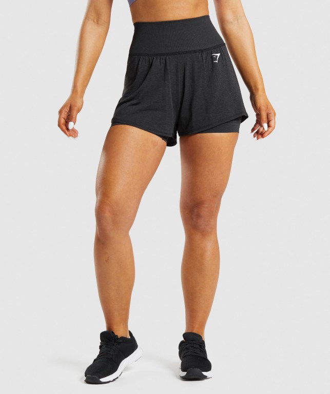 Bermudas Gymshark Vital Seamless 2.0 2-in-1 Mujer Negros | 82Vwbbq458m