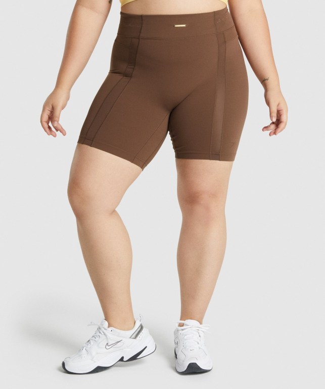 Bermudas Gymshark Whitney Mesh Mujer Marrom | sZd8R7wmXhq