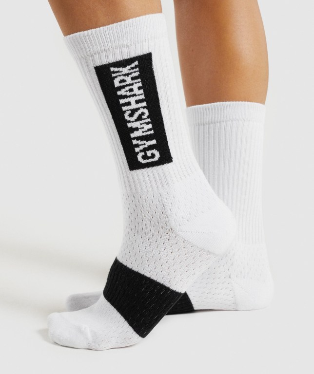 Calcetines Gymshark Premium (1pk) Mujer Blancos | jX59UWHEueI