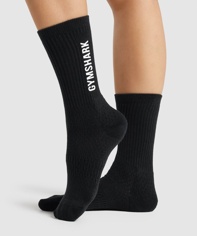 Calcetines Gymshark Premium Logo Mujer Negros | y64qCaYYORm