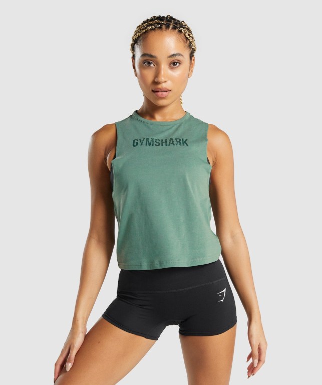 Camiseta De Tirantes Para Correr Gymshark GS Power Mujer Verdes | CAtH13BVkGm