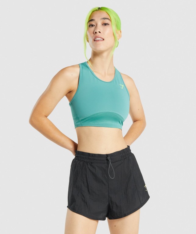 Camiseta De Tirantes Para Correr Gymshark Pulse Crop Mujer Turquesa | Dv2SjWDQLJD