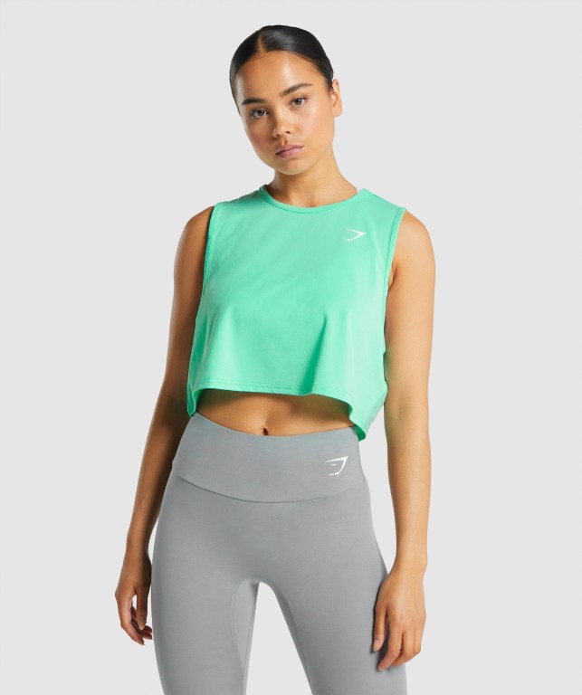 Camiseta De Tirantes Para Correr Gymshark Entrenamiento Crop Mujer Turquesa | JLx8aLsJMuQ