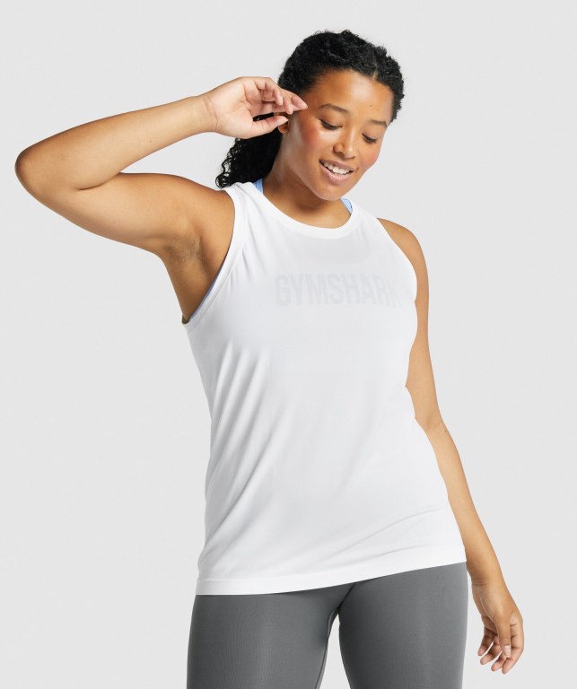 Camiseta De Tirantes Para Correr Gymshark Fit Seamless Loose Mujer Blancos | MstQdY58eUk