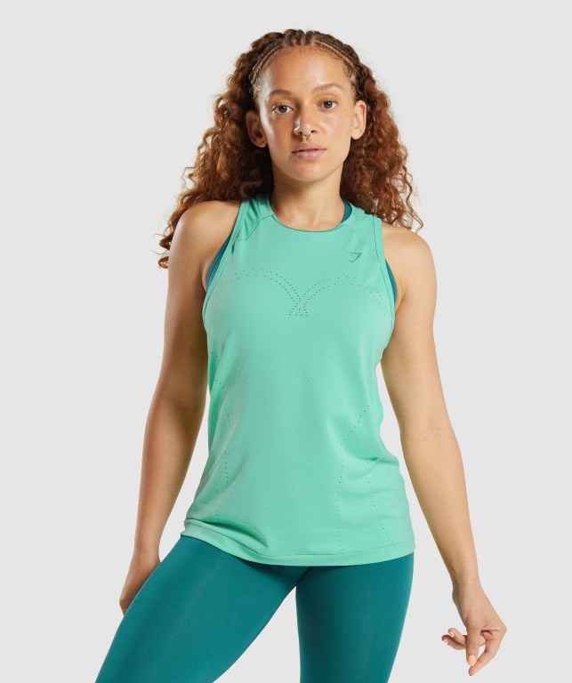 Camiseta De Tirantes Para Correr Gymshark Apex Seamless Mujer Turquesa | SeWEJcneL4t