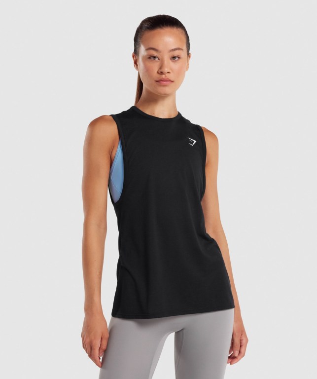 Camiseta De Tirantes Para Correr Gymshark Entrenamiento Drop Arm Mujer Negros | bZ9kQrRVgUM