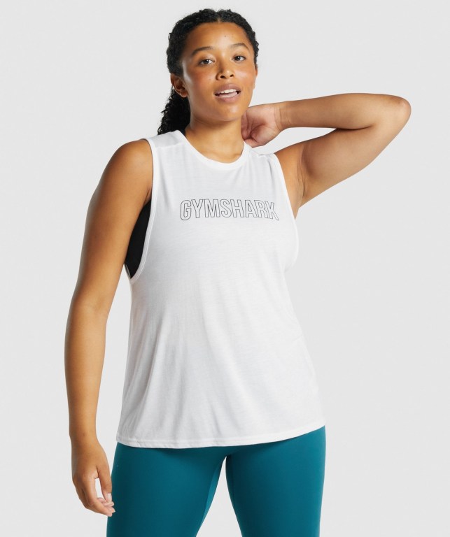 Camiseta De Tirantes Para Correr Gymshark Apollo Graphic Mujer Blancos | dJTdzmsVTAm