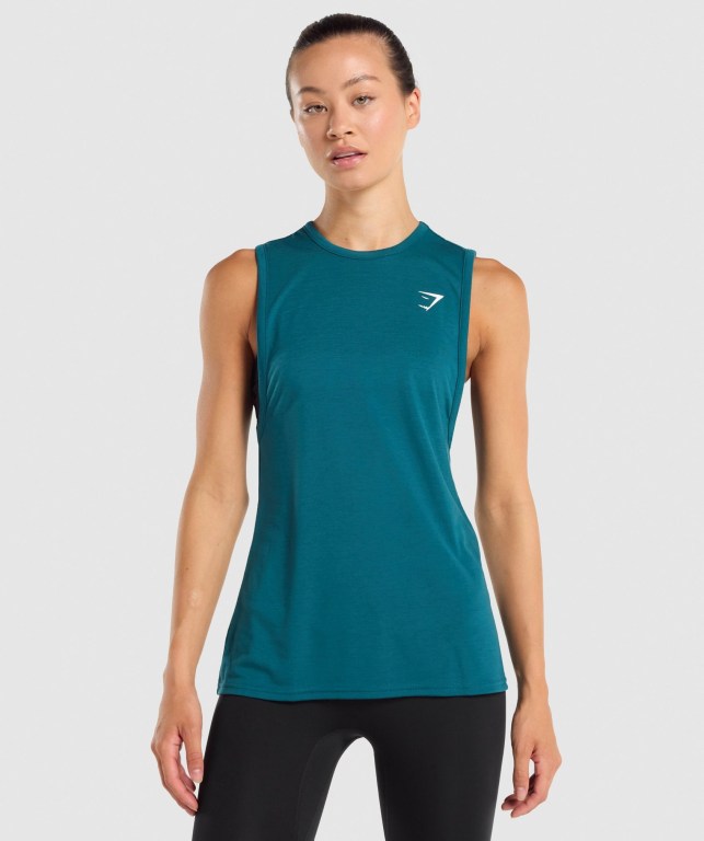 Camiseta De Tirantes Para Correr Gymshark Entrenamiento Drop Arm Mujer Turquesa | drcjRqHXANq