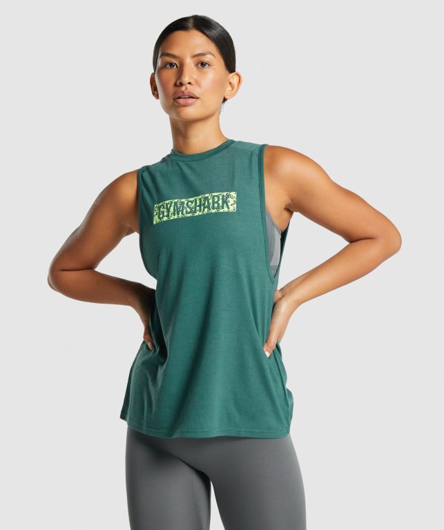 Camiseta De Tirantes Para Correr Gymshark Animal Graphic Infill Mujer Verdes | j6tfbhKj2Ht