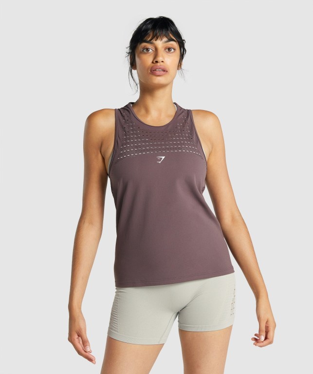 Camiseta De Tirantes Para Correr Gymshark Energy Seamless Loose Mujer Marrom | z143NW2YN5Y