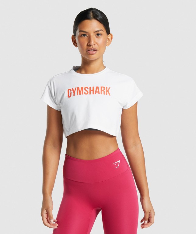 Camiseta Gymshark Animal Graphic Infill Crop Mujer Blancos | K9DXTe9TJxl