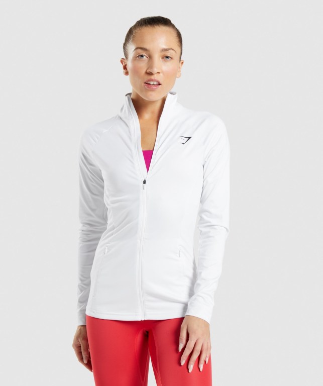 Chaquetas Gymshark Entrenamiento Jacket Mujer Blancos | 4oyRvjhs3nA