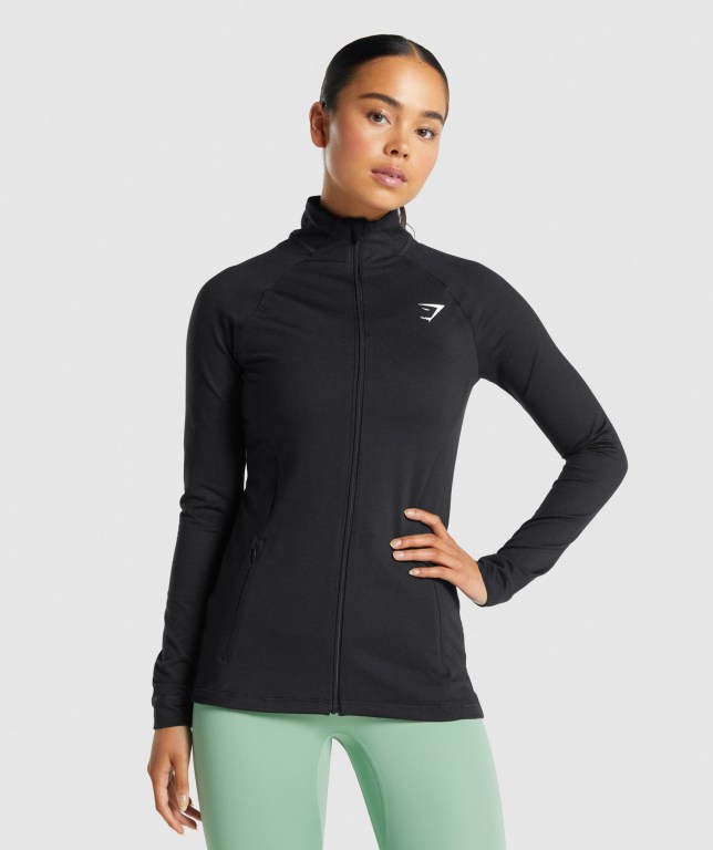 Chaquetas Gymshark Entrenamiento Zip Up Mujer Negros | ObPYWzbDkYY