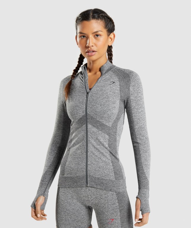 Chaquetas Gymshark Flex Zip Through Jacket Mujer Grises | yy6td5tlbTX