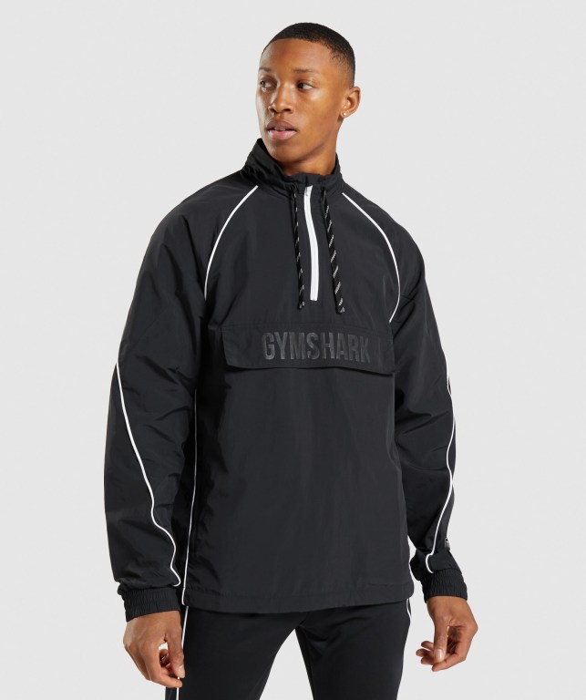 Chaquetas Gymshark Recess Ligeros Jacket Hombre Negros Blancos | rFEliqkzSOY