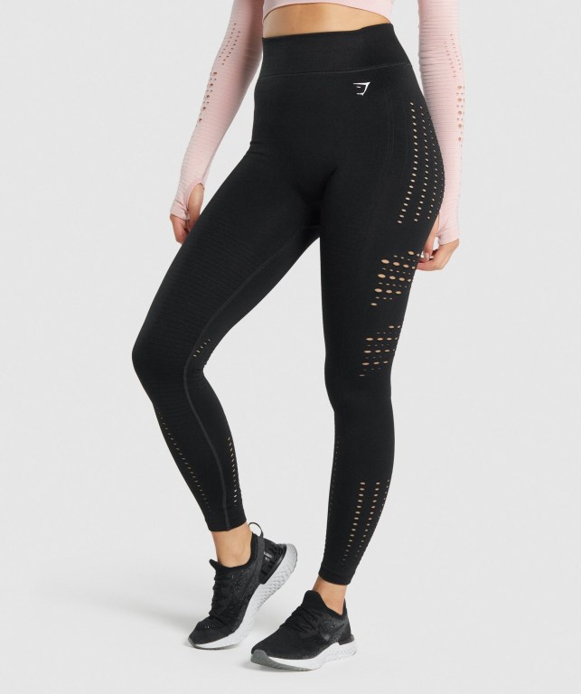 Leggins Gymshark Glow Seamless Tights Mujer Negros | NAy1sXABwhy