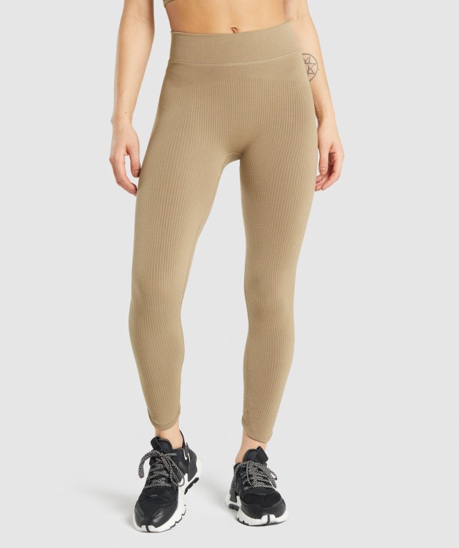 Leggins Gymshark Pause Seamless Mujer Marrom | SKe8tPygU9R