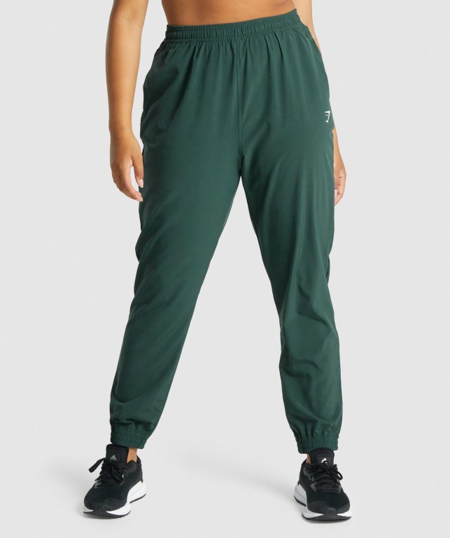 Pantalones Jogger Gymshark Entrenamiento Woven Mujer Verdes Oscuro | 1KRKnqfWeUK