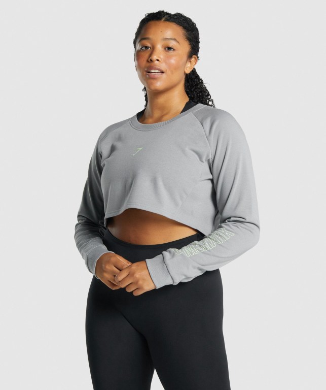 Pullover Gymshark Apollo Graphic Cropped Sueter Mujer Grises | EFCqEc4ilTV