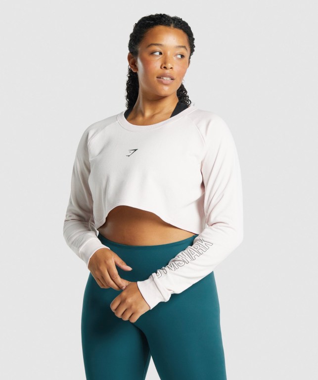 Pullover Gymshark Apollo Graphic Cropped Sueter Mujer Creme | iZLu6GrUt7f