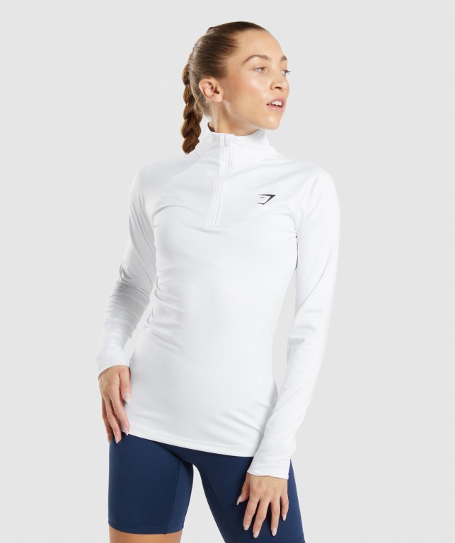 Pullover Gymshark Entrenamiento 1/4 Zip Mujer Blancos | IajXx22YuHH