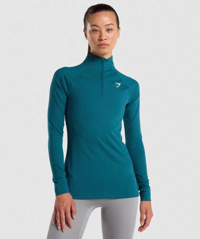 Pullover Gymshark Entrenamiento 1/4 Zip Mujer Turquesa | P7UlIXhUvsT