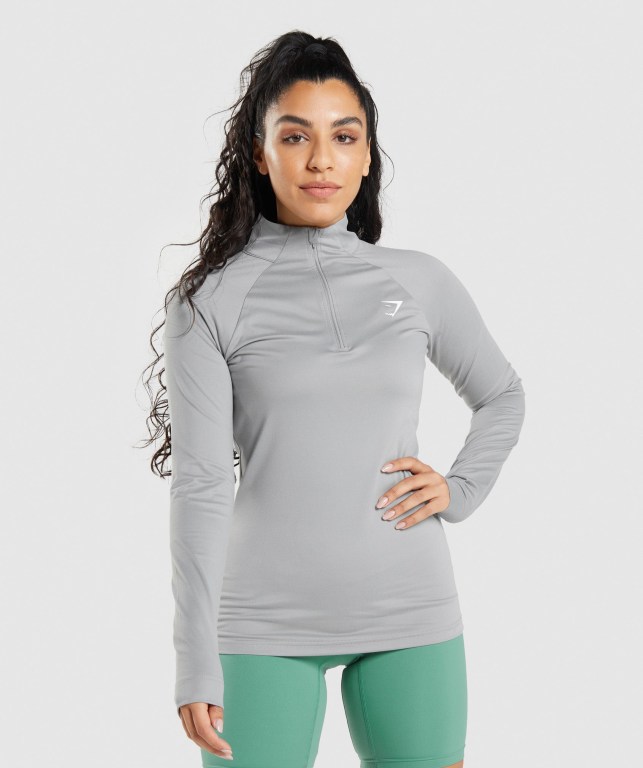 Pullover Gymshark Entrenamiento 1/4 Zip Mujer Grises | tBKxieU6WfR