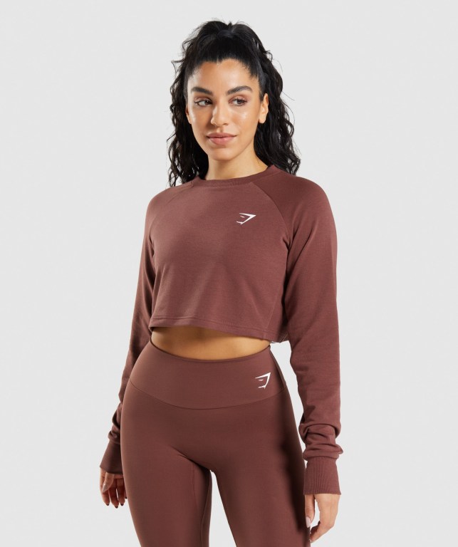 Pullover Gymshark Entrenamiento Cropped Sueter Mujer Rosas Marrom | 1u1BAh5PEuZ