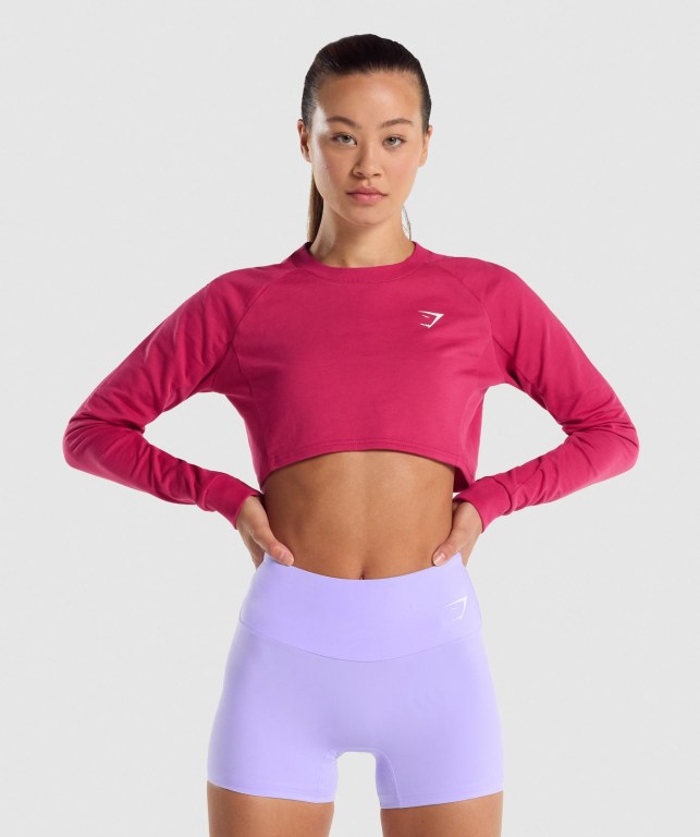 Pullover Gymshark Entrenamiento Cropped Sueter Mujer Rosas | ZMf4uzE2FGy