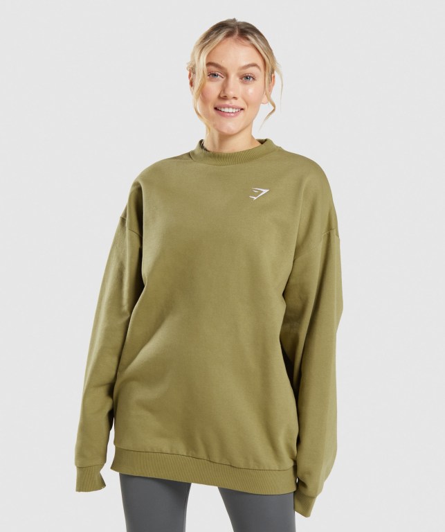 Pullover Gymshark Entrenamiento Oversized Sweatshirt Mujer Verdes | 3cJjzaF12ha