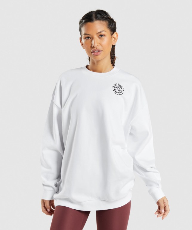 Pullover Gymshark Legacy Graphic Sweatshirt Mujer Blancos | yderHaCkJu6