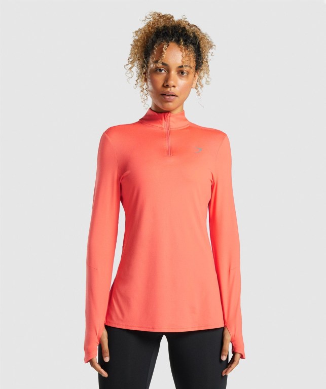 Pullover Gymshark Speed Zip-Up Mujer Naranjas | ZlyFjKCglqH