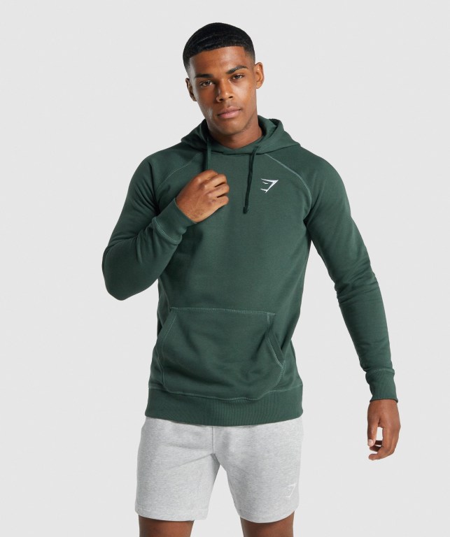 Sudadera Con Capucha Gymshark Crest Hombre Verdes Oscuro | g72lphAOtGz