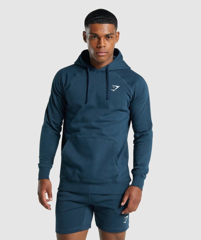 Sudadera Con Capucha Gymshark Crest Hombre Azul Marino | iubGdGy5WYd