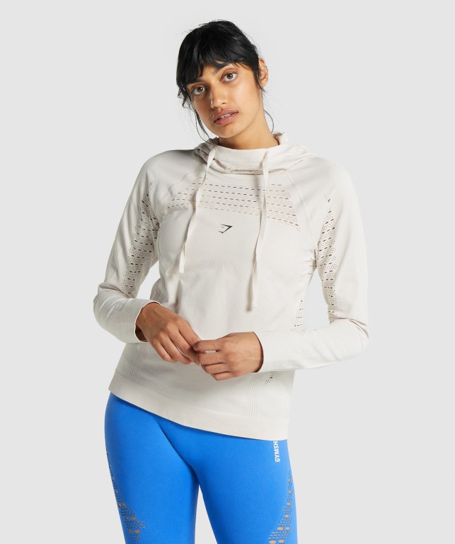 Sudadera Con Capucha Gymshark Energy Seamless Mujer Creme | nMA9UpM6jNL