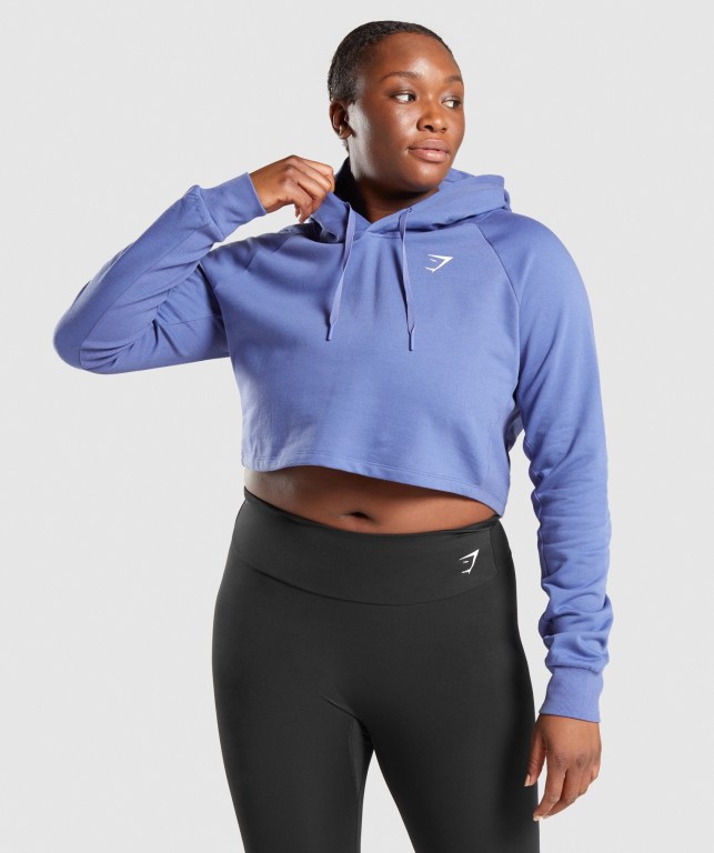 Sudadera Con Capucha Gymshark Entrenamiento Cropped Mujer Azules | 2RpRPEmS2ET