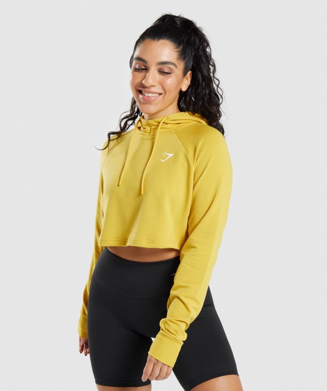 Sudadera Con Capucha Gymshark Entrenamiento Cropped Mujer Amarillos | 4OhVg7Ok9m3