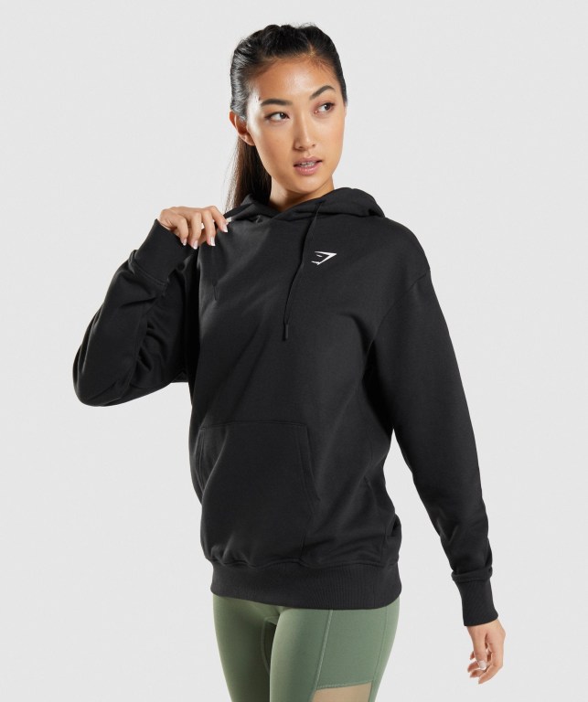 Sudadera Con Capucha Gymshark Entrenamiento Oversized Mujer Negros | 87TCKmsgpq2