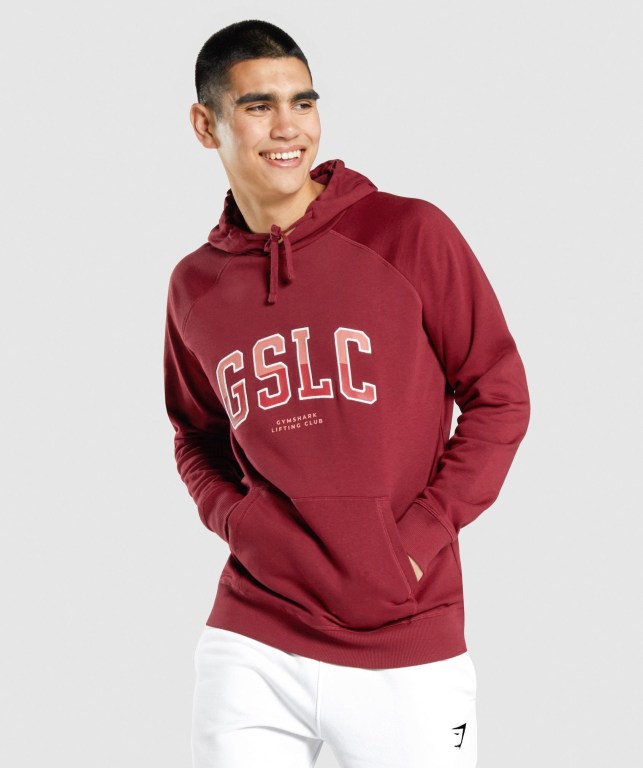 Sudadera Con Capucha Gymshark GSLC Collegiate Hombre Vino | VvKHeMtkhbu