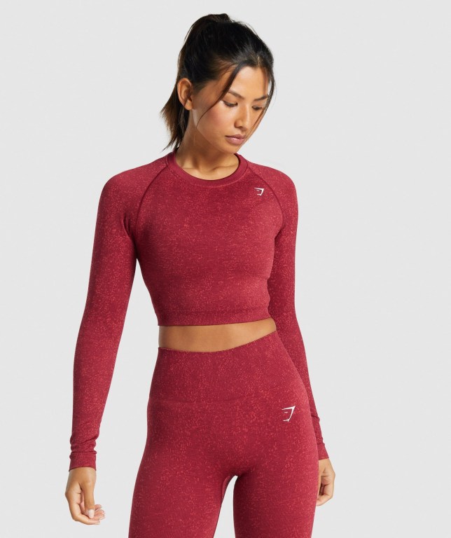 Sudaderas Gymshark Adapt Fleck Seamless Crop Top Mujer Vino | N9kfmpirdtU