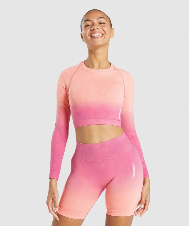 Sudaderas Gymshark Adapt Ombre Seamless Crop Top Mujer Naranjas Rosas | CGpORhmUCDT